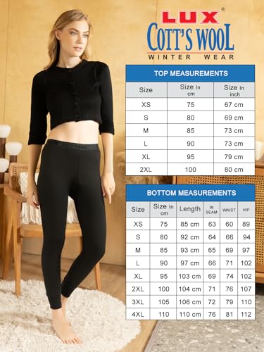 Image of Lux Cottswool Women's Upper and Lower Thermal Set | Thermal Set for Women