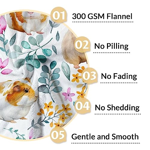 Guinea Pig Blanket Gifts - 40x50 Inches Cute Throw for Girls & Boys - White Soft Fuzzy Blankets for Bed, Couch & Living Room