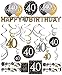 Produktbild Libetui 40 Jahre Geburtstag Dekoration Deko-Set 'Sparkling' Gold Silber Happy Birthday Partykette Girlande Konfetti Deko zum 40.Geburtstag