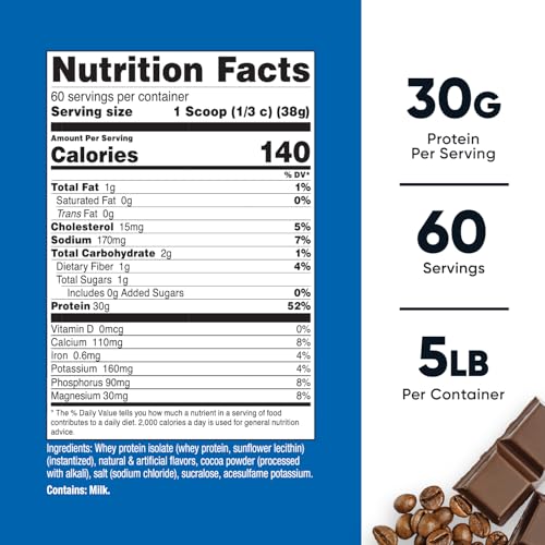 Image of Nutricost Whey Protein Isolate (Mocha) 5LBS - Gluten Free & Non-GMO