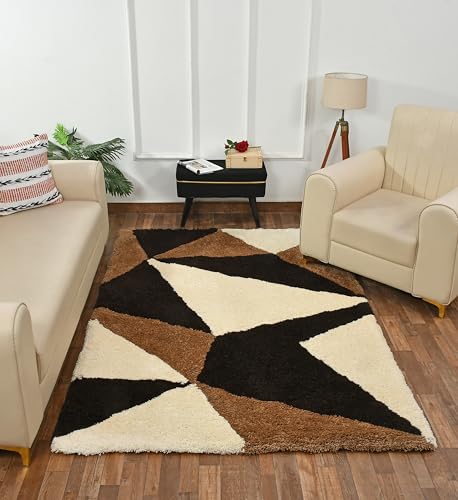 Image of Handmade Shaggy Pure Microfiber Smooth & Anti-Skid Carpets for Bedroom & Living Room, 2 inch Thickness Size- 5X5 Feet