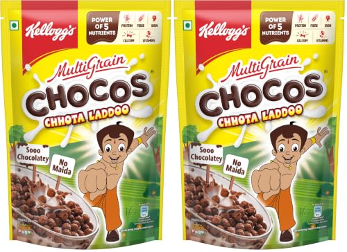 Image of Kellogg's Multigrain Chocos Chotta Ladoo 340g / 350g /391g | With Chotta Bheem Cut Out Mask | Source of Calcium, High in Protein, with 10 Essential Vitamins & Minerals | Breakfast Cereal for Kids