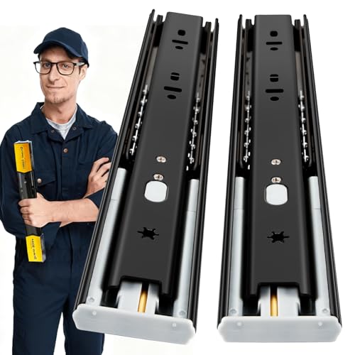 YENUO Soft Close Drawer Slides Full Extension Side Mount 12 14 16 18 20 22 24 inch Ball Bearing Metal Rails Track Guide Glides Runners Heavy Duty 100 Pound (Soft Close- 1 Pr, 12 Inch)