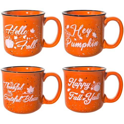 4Pcs Fall Coffee Mug, Pumpkin Autumn Coffee Mugs, Fall Seasonal D...
