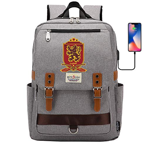 DDDWWW Gryffindor Sac à Dos Harry Pt, Sac à Main Portable Multifonctions, High School Student Sac d’école de Grande capacité Rétro Gris