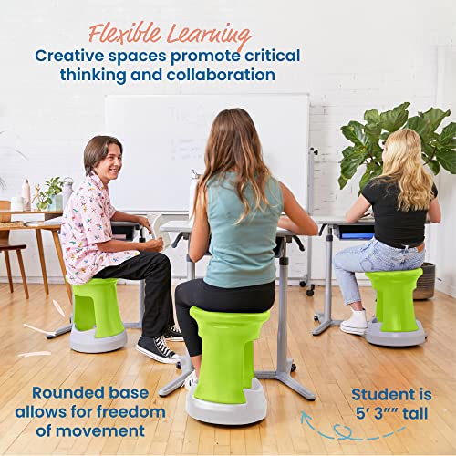 Image of ECR4Kids Active Storage Wobble Stool, 18in Seat Height, Childrens Furniture, Lime Green /Light Grey
