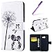 Produktbild EMAXELERS Galaxy A5 2017 Hülle Bunte Schmetterlings Muster PU Leder Ledercase Flip Tasche Wallet Schutzhülle Etui Tasche Handytasche Hülle für Galaxy A5 2017,Kissing Couple Dandelion