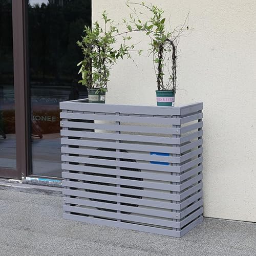 Heavy Duty Outdoor Air Conditioner Cover, Wooden Privacy Screen Fence, AC Rack Shield, Weatherproof Protection, Yellow, 105x45x95cm, Durable Outdoor Accessory