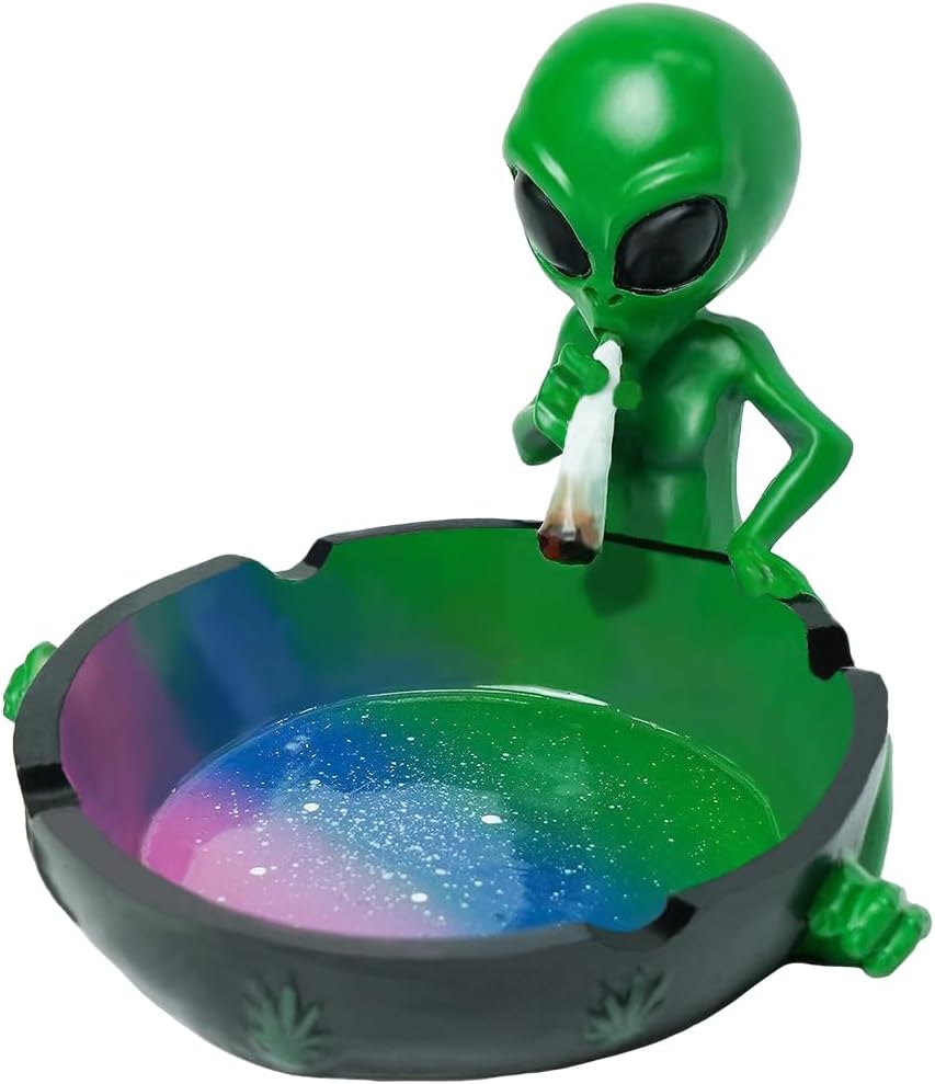 Alien Smoking Ashtray, Galaxy Inspired Alien Smoking Ashtray 4 inches, Multicolor (Alien Ashtray)