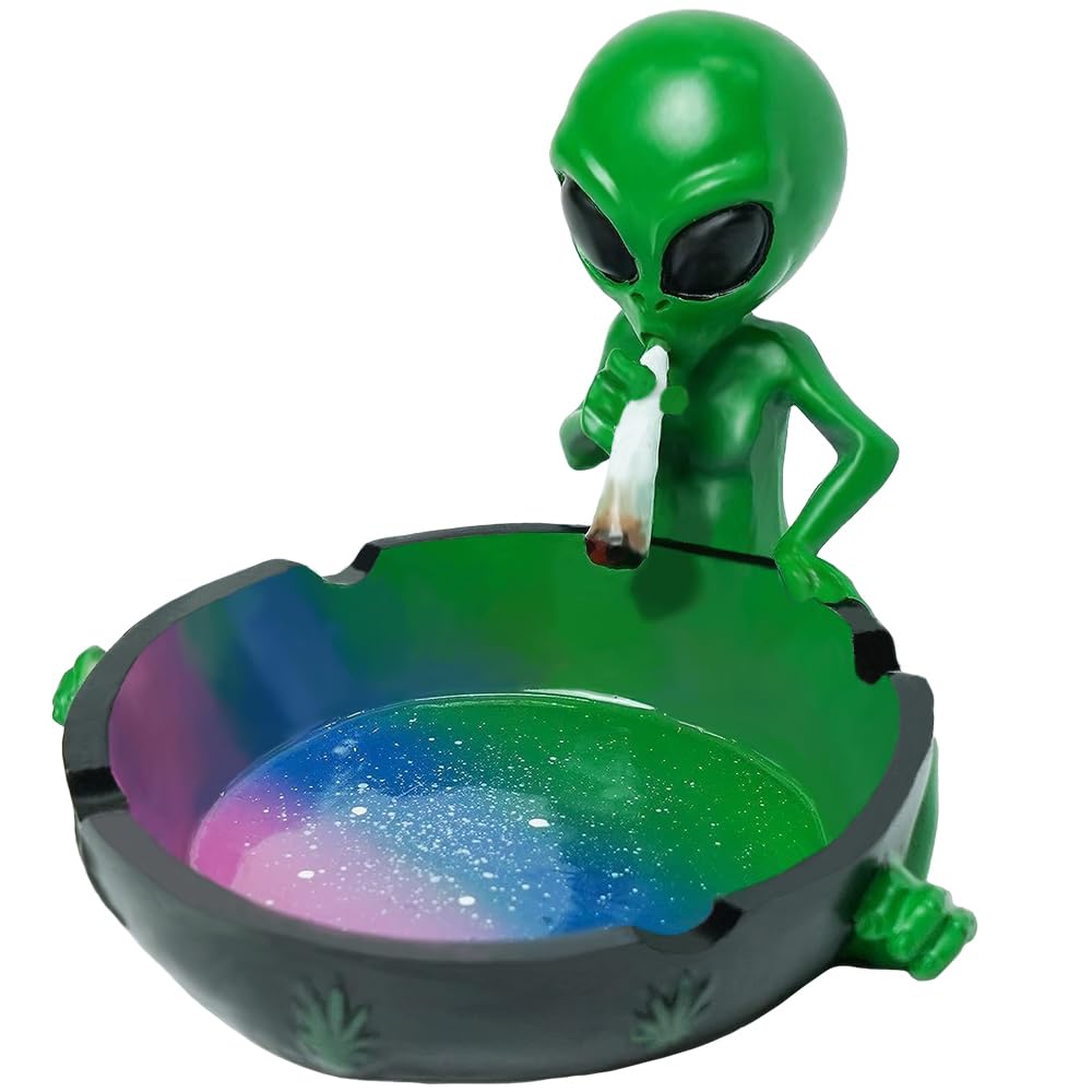 Alien Smoking Ashtray, Galaxy Inspired Alien Smoking Ashtray 4 inches, Multicolor (Alien Ashtray)