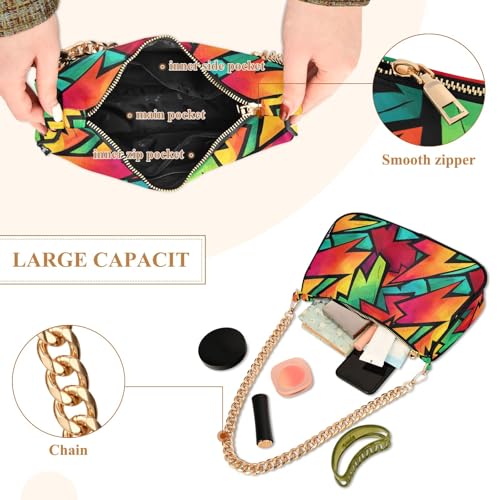 Clutch Shoulder Bags Tote Evening Purse Handbags for Women Gradient Lightning Arrow Hobo Bags with Zipper Closure4