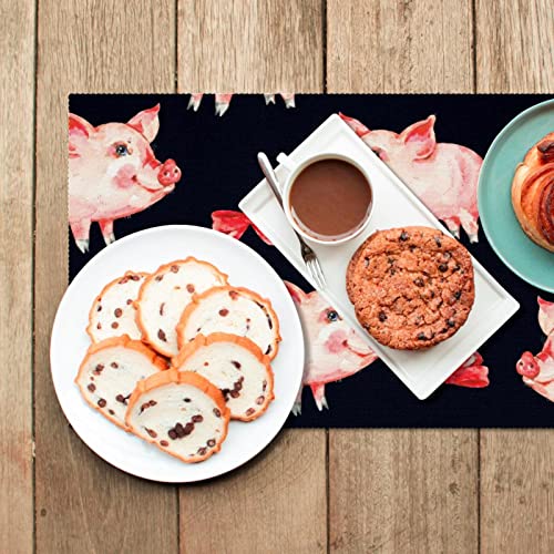 Sets de table cochon papillon noir pour repas de famille conviviaux - 7