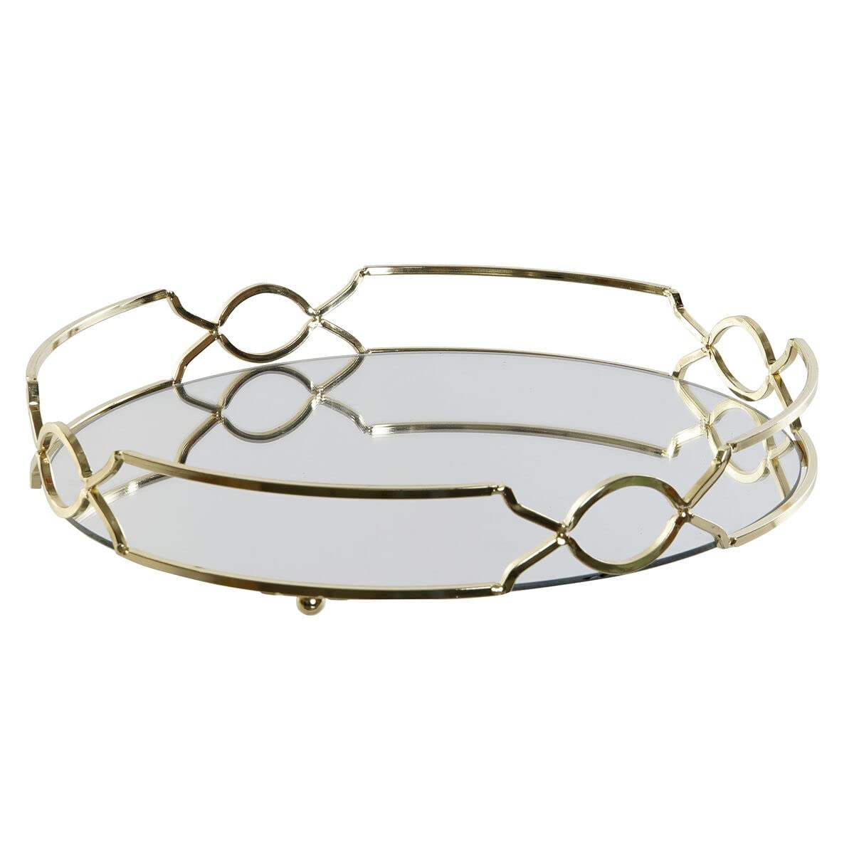 DKD Home Decor Bandeja de Aperitivos Color Dorado, de Metal y Espejo (30 x 30 x 5 centímetros)