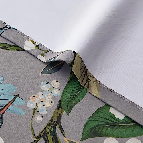 Image of 90 Inches Long Curtains 2 Panels for Living Room Bedroom Unique Elegant Colorful Floral Hummingbird Patterned Rustic Pinch Pleated Drapes for Classroom Room Office 40x90,Grey