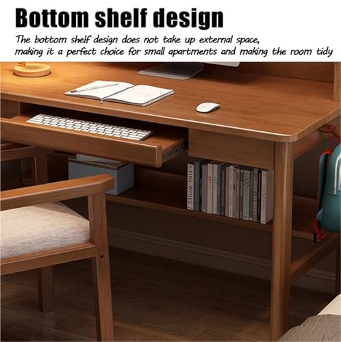Ergonomiczne biurko do biura domowego, kompaktowy stół do nauki do sypialni i gier komputerowych, 140 cm, orzech, biurko komputerowe do małych przestrzeni, stylowa stacja robocza do pisania dla