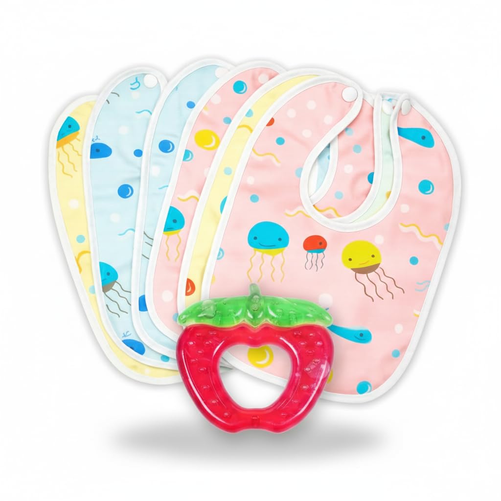 Luxury Edition Ultra-Soft Waterproof Baby Bibs | Set of 5 | 3-Layer Spill-Resistant & Absorbent Premium Cotton | High-End Fast-Dry Feeding Aprons for 6–24 Months | Durable & Washable-image-20