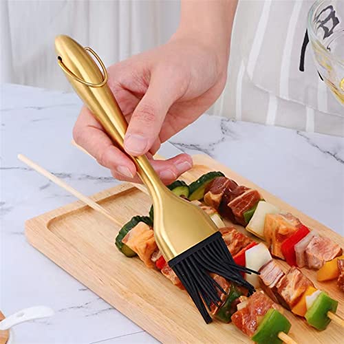 Rfxcom 2-Piece Barbecue Brush, Unshielded Bristle Stainless Steel Handle, Heat Resistant And Rust Resistant, Pastry Brush For Kitchen Cooking And Barbecue (Color : Gold) #TOP4