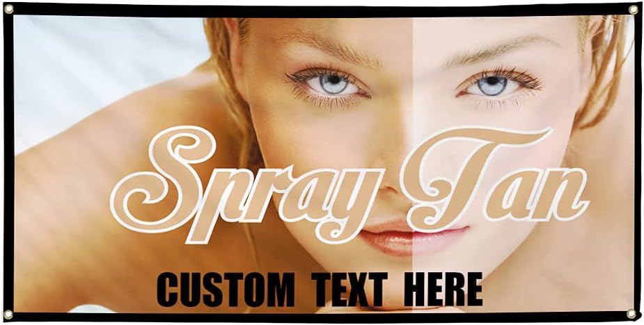 Vinyl Banner Multiple Sizes Spray Tan Business B Business Outdoor Weatherproof Industrial Yard Signs Brown 4 Grommets 16x40Inches