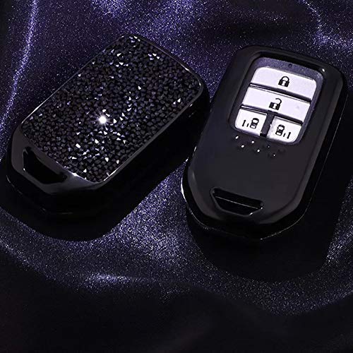 2 3 4 5 Buttons 3D Bling Smart keyless Entry Remote Key Fob case Cover for Honda Jade HR-V CR-V Accord Crider Vezel Civic Greiz Spirior Elysion Fit City Crosstour Keychain Black