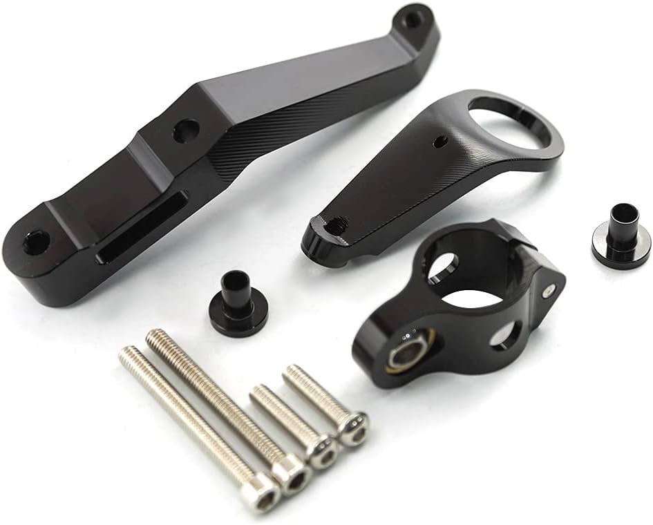 Motorcycle Adjustable Steering Damper Steering Damper Stabilizer Safety Control with Mounting Bracket Kits Fit for Honda CBR954RR 2002 2003 (Black)
