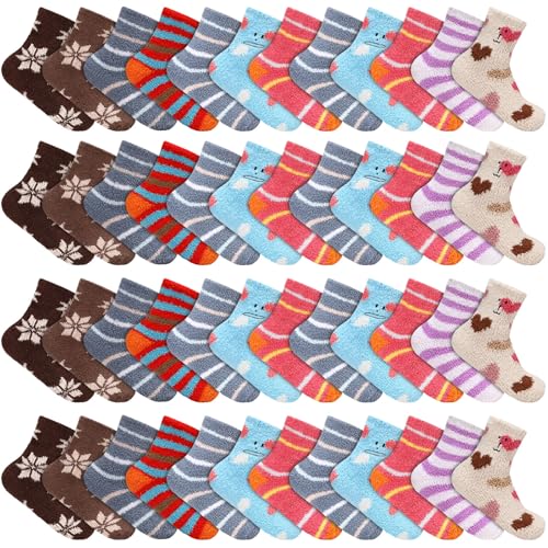 Ramede 60 Pairs Bulk Womens Fuzzy Socks Soft Slipper Socks Sleeping Winter Socks Plush Fluffy Socks Bed Warm Socks for Women Comfy Socks Assorted Sleep Socks for Women Home Gift