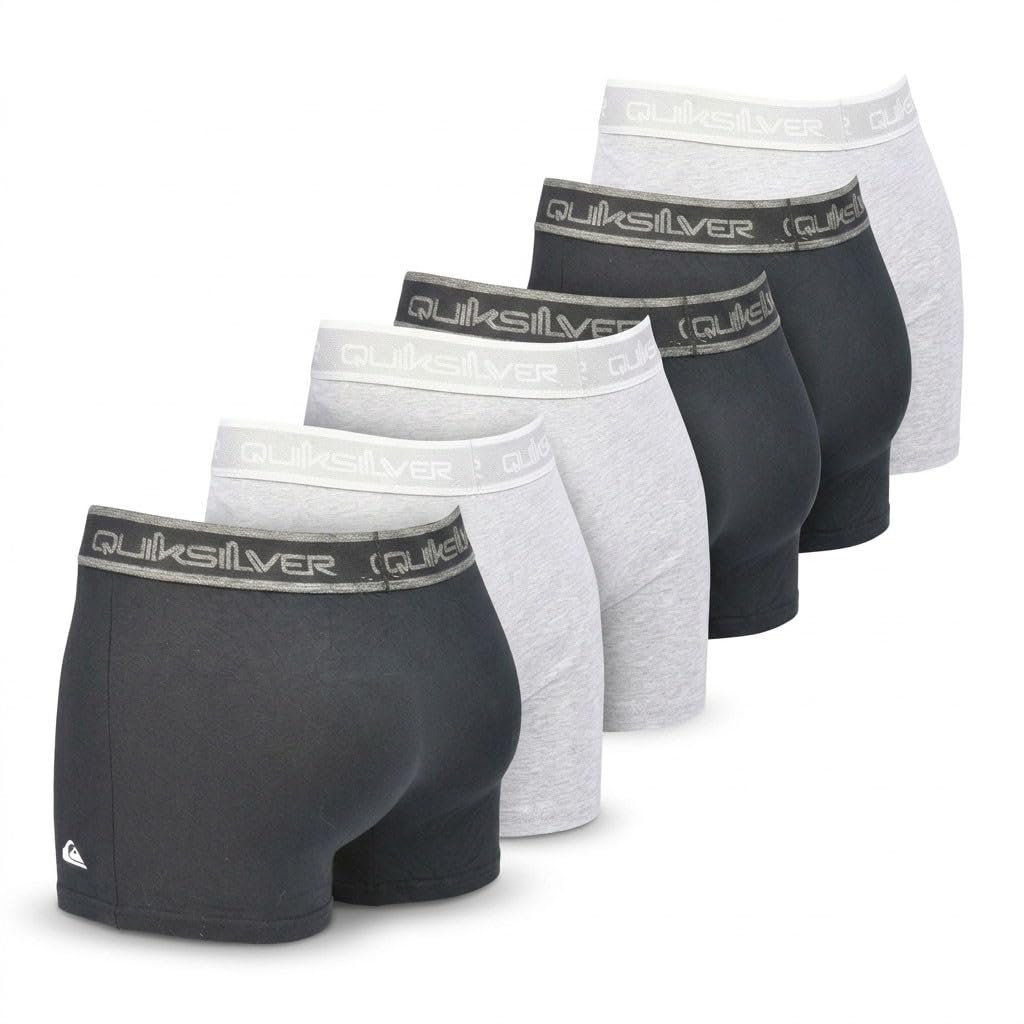 Quiksilver - Confezione da 6 boxer da uomo in cotone elasticizzato con logo