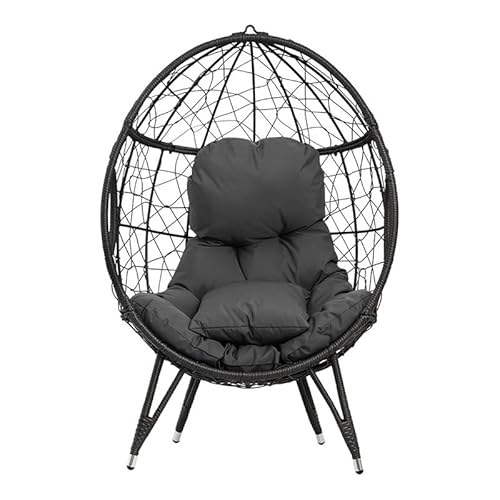 Crestlive Products Patio Wicker Egg Chair With Cushion And Pillow, Pe Rattan Hanging Basket Lounge Chair With Legs, Teardrop Cuddle For Indoor Outdoor Bedroom Garden Deck Balcony (Dark Gray) #TOP15