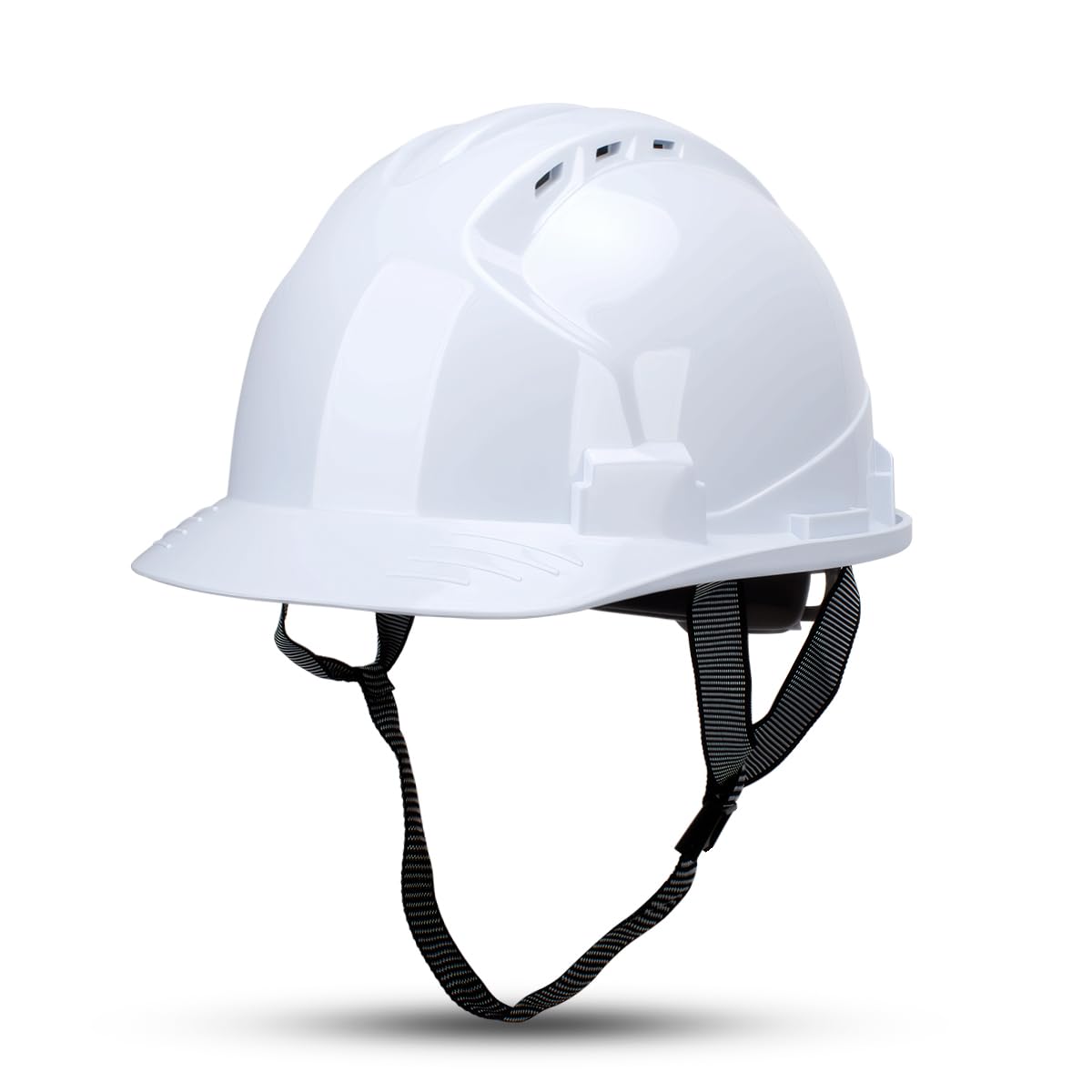 Casque de sécurité Blanc ABS, certifié EN398, avec des Vents d'aération et Une Bande Frontale réglable, Casques industriels pour Le bâtiment, la Construction et Les Chantiers de Travail.