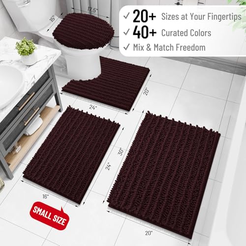 Image of Arotive Luxury Bathroom Rugs 30x20, Extra Soft Thick Absorbent Shaggy Chenille Bath Rugs, Machine Wash Dry, Bath Mats for Bathroom Floor, Tub and Shower, Home Decor Accessories, Black Cherry