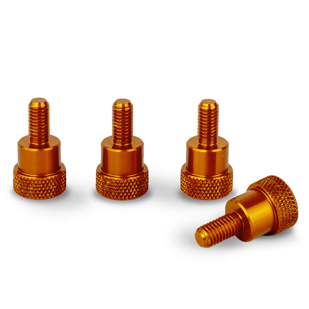 PrecisionGeek® – M6 Ø12 Aluminium Rändelschrauben mit Bund – Eloxiert Orange – Dekoschrauben für Holz, Metall & Acryl – Set mit 4 Stück