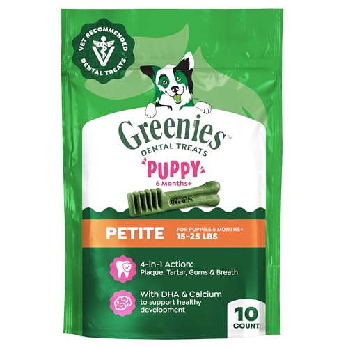 Greenies Veterinarian-Recommended Natural Dental Puppy Treats Petite Size Dental Treats for Dogs 6 oz. Pack 10 Count