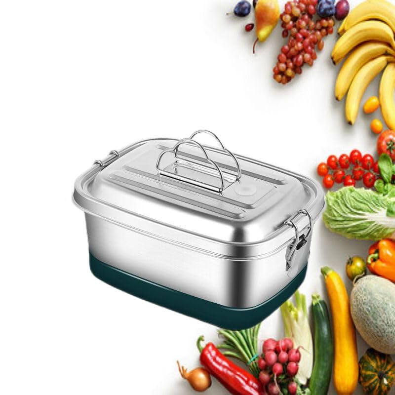 Amazon.com: Ecqizer 饭盒学生上班族304不锈材质用于双层饭盒长方形
