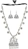 Jwellmart Indian Oxidised Silver Peacock Designer Statement Asthetic Long Necklace Earring Combo Fashion Jewelry for Women, Copper Alloy