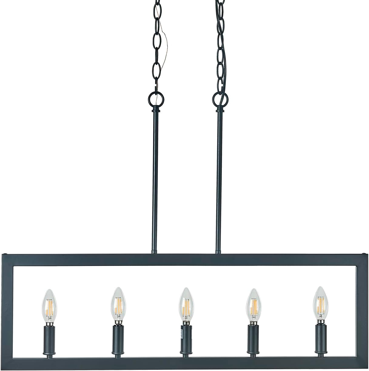 32in 5-Light Linear Pendant Lights, Adjustable Hanging Chain, Modern Farmhouse Kitchen Island Lighting, Industrial Chandelier Lighting Decor for Dining Table Lights