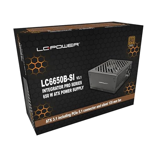 LC-POWER 650W Alimentatore, 80 Plus Bronze, ATX 3.1, supporto GPU PCIe 5.1, Ventola 135mm, LC6650B-SI V3.1 - Alimentatore - Immagine 8