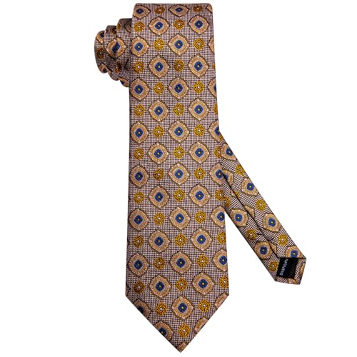 Image of Hi-Tie Mens 70inches Tie Set Extra Long Necktie for Men Cufflinks Handkerchief Big Tall Men Business Wedding