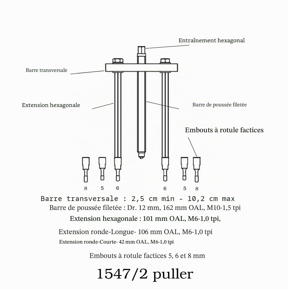 Beta 1547/C6 - Extracteurs pour roulements à fausses billes en coffret métallique