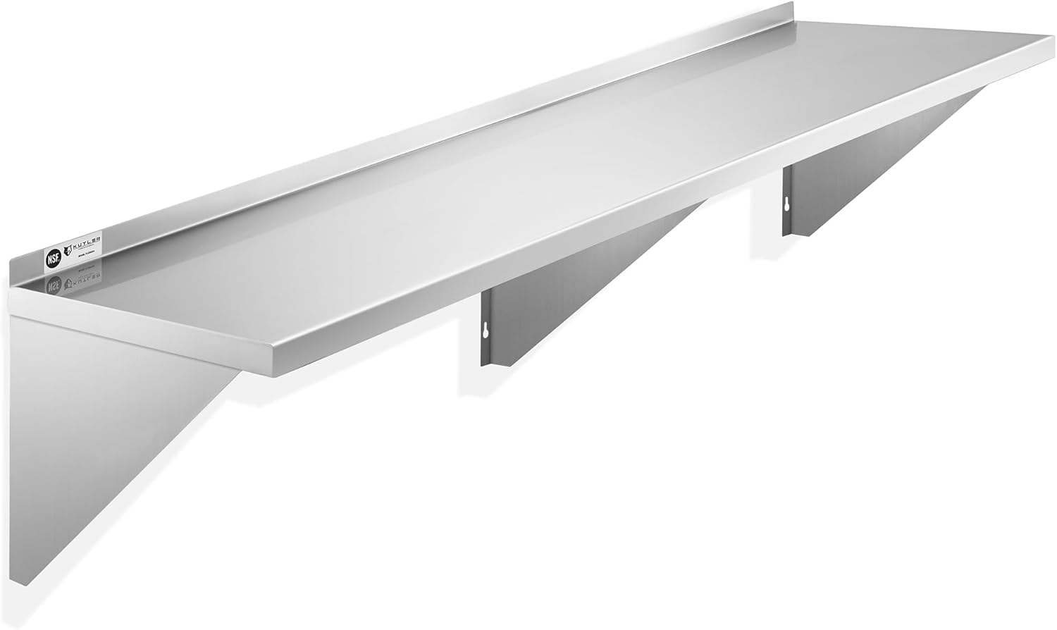 KUTLER Stainless Steel Shelf - 12" x 72", NSF Commercial Wall Mount Shelves with Backsplash, Floating Metal Shelving for Restaurant, Kitchen, Home