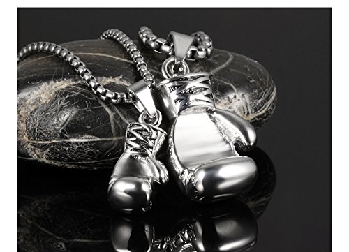 Um Jewelry Vintage Mens Womens Stainless Steel Boxing Glove Pendant Necklace For Couples Silver #TOP6