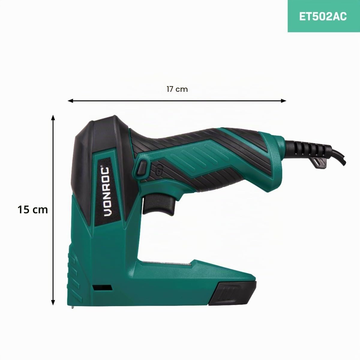 VONROC Graffatrice/Chiodatrice Elettrica ET502AC con 900 Graffe e 300 Chiodi Inclusi - Design Compatto e Sicuro