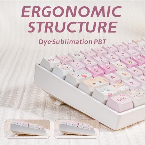 Image of ZORNHER ZH100 Wireless Cat Mechanical Keyboard,98% Pink Cute Creamy Keyboard with Number Pad,Full Size Girly Kitty Gaming Keyboard,Meow Meow Squad Keycaps,Creamy Souding Linear Switches