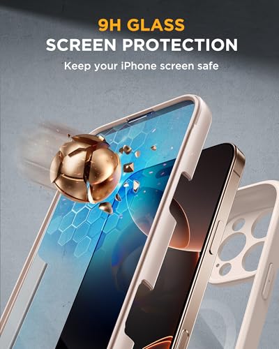 Image of Miracase Magnetic for iPhone 16 Pro Case Full-Body Phone with Built-in Glass Screen Protector, [Compatible with MagSafe] Military Drop Proof 16 Pro Cover Bumper 6.3 inch, Desert