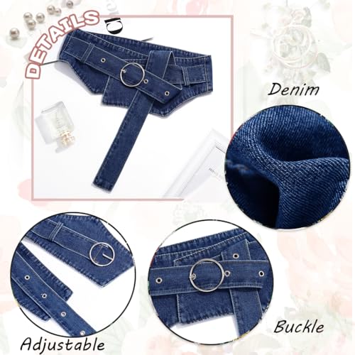 Urieo Retro Denim Corset Belt Black Buckle Wrap Waist Cinch Belts Wide Vintage Dress Dresses Waspie Belt Waistband for Women2