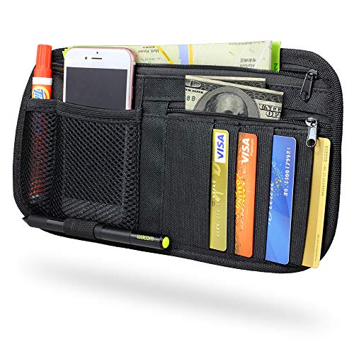 LIVANS Car Sun Visor Organizer Vehicle Visor Storage Pouch Auto CD and Glasses Holder Interior Car Accessories for Credit Card and Registration Document Fits Most Cars SUVs Jeeps Trucks