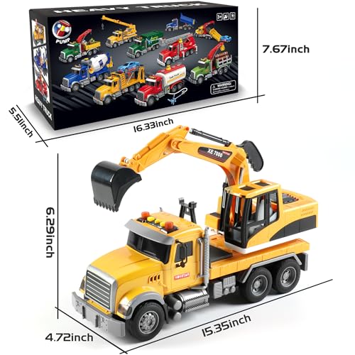 Image of Dwi Dowellin Large Excavator Truck Toy for 3 4 5 6 Year Old Boys,Truck Toy with Sound and Light