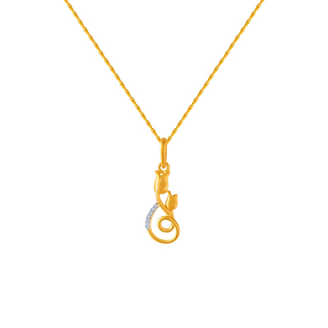 p.c. chandra jewellers 14k (585) Yellow Gold and American Diamond Pendant for Women-picture-29