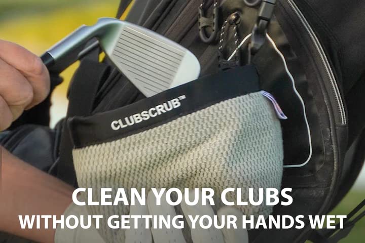 Image of Club Scrub Golf Club and Golf Ball Cleaning Bag, Waterproof Clean Face Technology Liner, Detachable Clip, Machine Washable, Cleans Club Grooves, Dry Exterior (Neoprene or Microfiber Option Available)