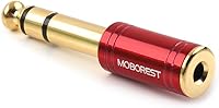 Vista 6 de MOBOREST Adaptador de Cobre Puro Macho de 1/4 a Hembra de 1/8, Adaptador Estéreo Macho de 6.35mm a Conector Hembra de 3.5mm, Paquete de 2 Rojo