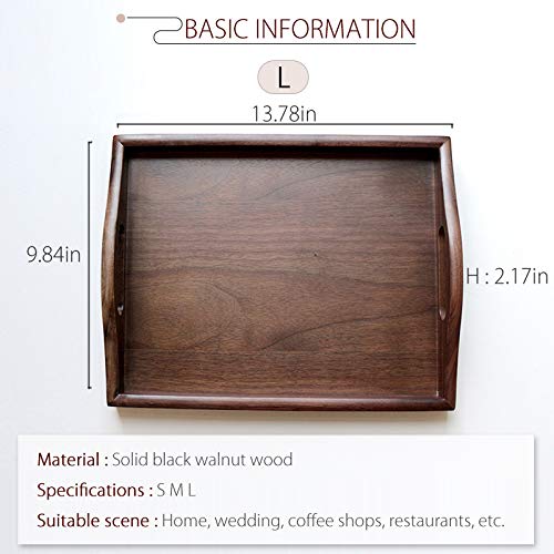 image for TINTON LIFE Walnut Wood Serving Tray with Handle Handmade Food Fruit P