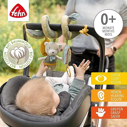 Fehn Activity Spirale Bär – Kinderwagen Spielzeug zum Fühlen und Greifen – Babyspielzeug für Bett, Laufstall, Babyschale und Autositz – Motorikspielzeug für Babys und Kleinkinder ab 0+ Monaten